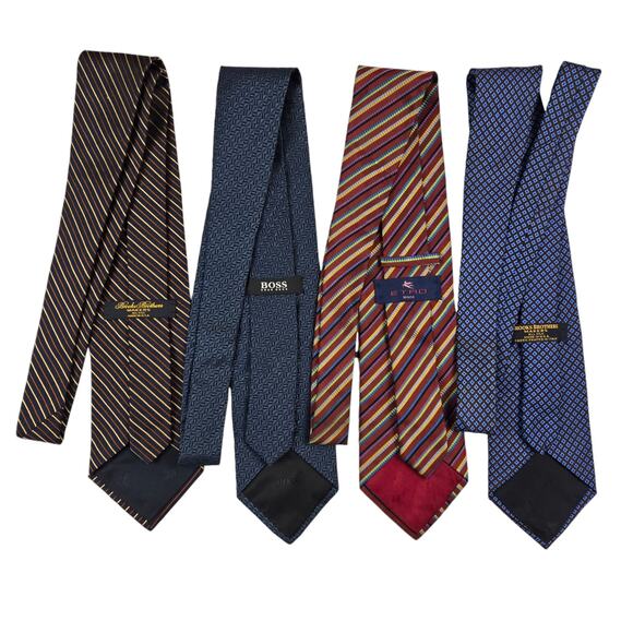 Mens 100% Silk Tie Lot Brooks Brothers Makers Etro Boss Hugo Boss - Picture 2 of 2